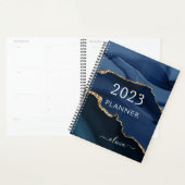 2022 Navy Blue Gold Agate Geode Script Monogram Planner (Display)