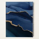 2022 Navy Blue Gold Agate Geode Script Monogram Planner (Achterkant)