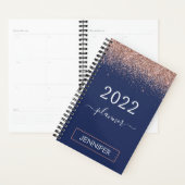 2022 Navyblauw Monogram Glitter Roze Roségoud Planner (Display)