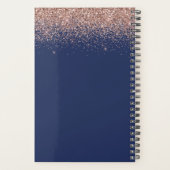 2022 Navyblauw Monogram Glitter Roze Roségoud Planner (Achterkant)