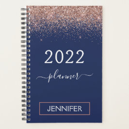 2022 Navyblauwe Monogram Glitter Roze Roségoud Planner