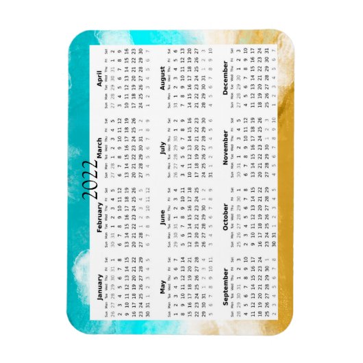 2022 Ocean Beach Kalender Mini Magneet (Verticaal)
