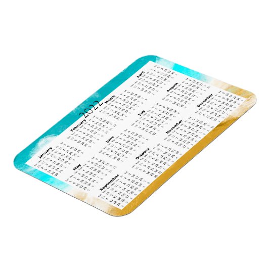 2022 Ocean Beach Kalender Mini Magneet (Linkerzijde)