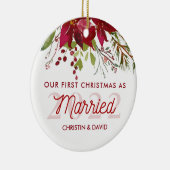 2022 Ons eerste kerstfeest als getrouwd Keramisch Ornament (Rechts)