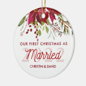 2022 Ons eerste kerstfeest als getrouwd Keramisch Ornament (Links)