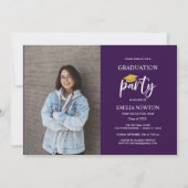 2022 Paarse en Gold Photo Graduation Party Kaart (Voorkant)