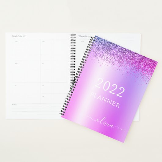 2022 Paarse Glitter Meisjes Monogram Planner (Display)