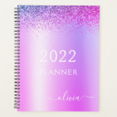 2022 Paarse Glitter Meisjes Monogram Planner (Voorkant)