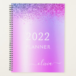 2022 Paarse Glitter Meisjes Monogram Planner