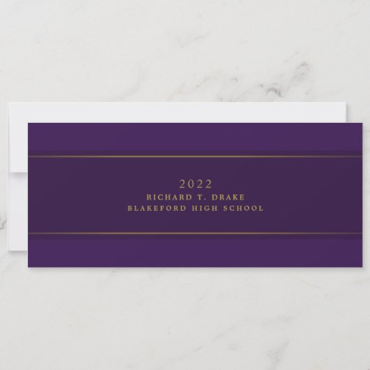 2022 Paarse & Gold Ticket Graduation Party Invite Kaart (Achterkant)