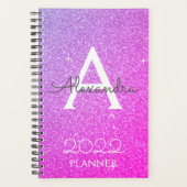 2022 Paarse roze gloeilamp monogram Planner (Voorkant)