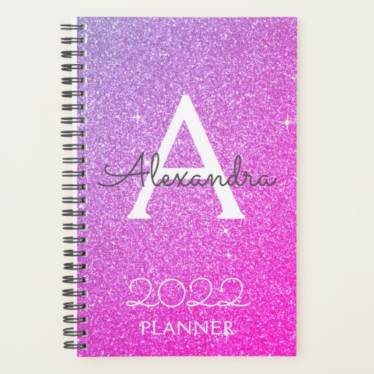 2022 Paarse roze gloeilamp monogram Planner (Voorkant)