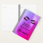 2022 Paarse roze monogram Glitter Eyelashes Modern Planner (Display)