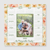 2022 Peach Floral Photo Magnetic Calendar (Voorkant)
