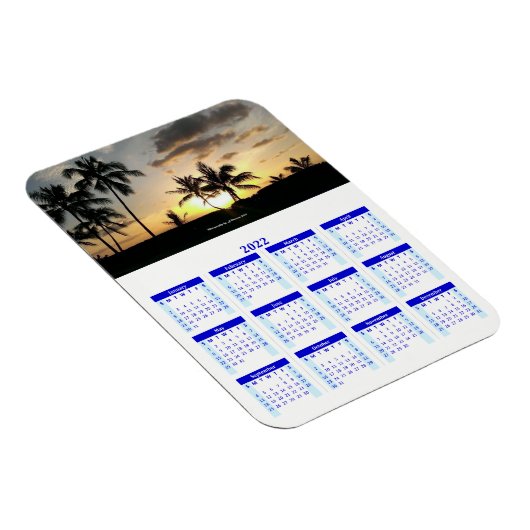 2022 Personalized Blue Photo Calendar Vert Magneet (Rechterzijde)