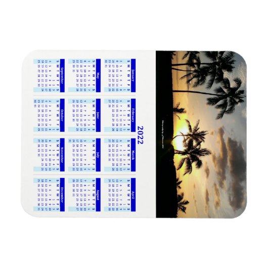 2022 Personalized Blue Photo Calendar Vert Magneet (Horizontaal)