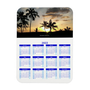 2022 Personalized Blue Photo Calendar Vert Magneet