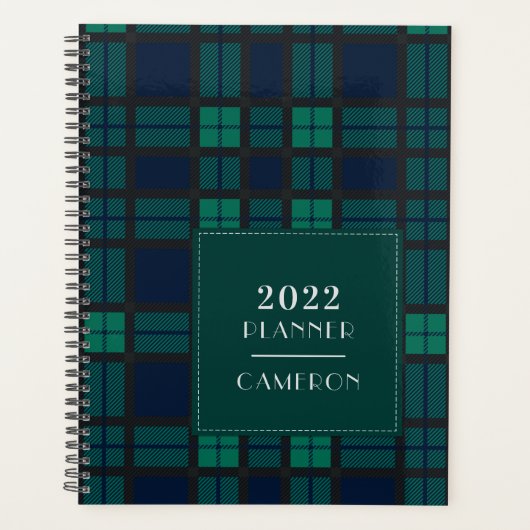2022 Pset Clan Blackwatch Tartan Green gecontrolee Planner (Voorkant)