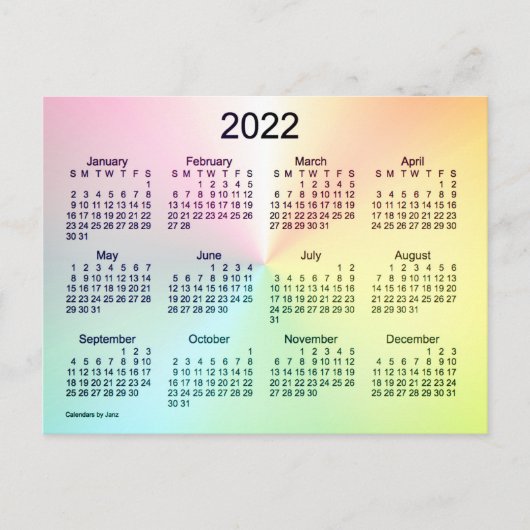 2022 Recoleta Shimmer Mini Kalender van Janz Briefkaart (Voorkant)