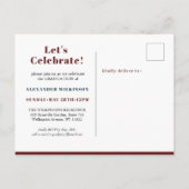 2022 Red Modern Simple Script Photo Afstuderen Uitnodiging Briefkaart (Achterkant)