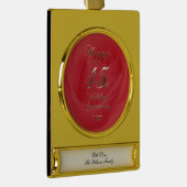2022 Red Sapphire Wedding 45th Jubileum Verguld Banner Ornament (Rechts)