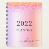2022 Regenboog Pastel Glitter Meisjesachtig Monogr Planner (Voorkant)