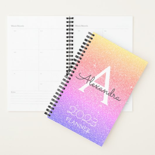 2022 Regenboogpasta Glitter Sparkle Monogram Planner (Display)