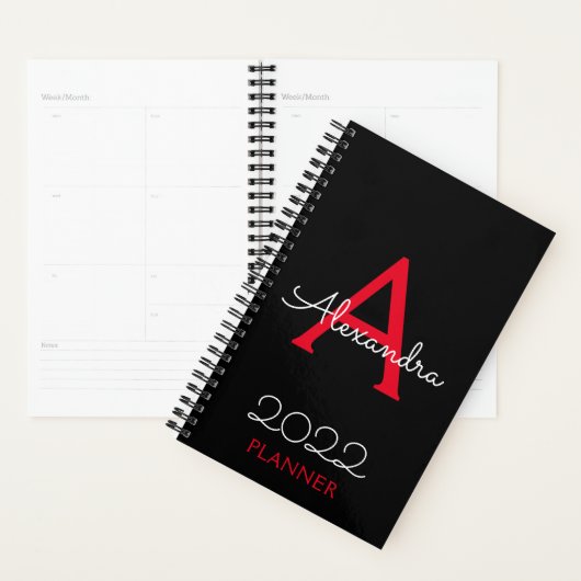 2022 Rood Zwart Monogram Elegant Planner (Display)