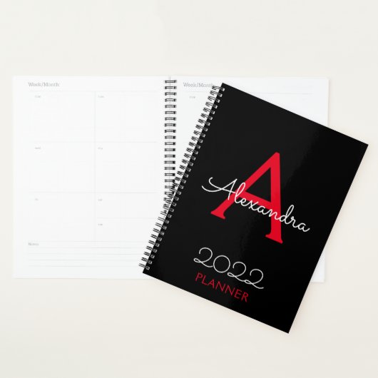 2022 Rood zwart monogram legant Planner (Display)