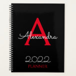 2022 Rood zwart monogram legant Planner<br><div class="desc">2022 Naam rood en zwart monogram en Initiaal spiraal Notitieboek Planner. Dit maakt de perfecte liefhebbende 16 verjaardag,  bruiloft,  vrijgezellenfeest,  verjaardagsdag,  baby shower of vrijgezellenfeest voor iemand die van luxe glam en stijl houdt.</div>