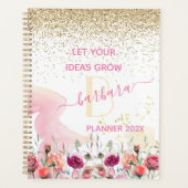 2022 Roos Gold - Blush Pink Glitter Monogram Planner (Voorkant)