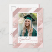 2022 Roos Gold Marble Modern Photo Afstuderen Uitnodiging Briefkaart (Voorkant / Achterkant)