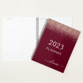 2022 Roos Gold Pink Burgundy Glitter Monogram Planner (Display)