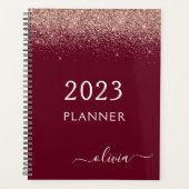 2022 Roos Gold Pink Burgundy Glitter Monogram Planner (Voorkant)
