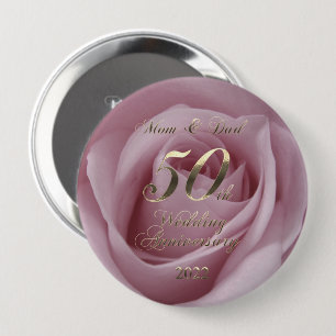 2022 Roos Golden Wedding 50th Jubileum Parents Ronde Button 4,0 Cm