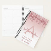 2022 Roos Goud Blush Pink Glitter Sparkle Monogram Planner (Display)