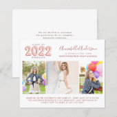 2022 Roze Foto Afstuderen Budget Party Uitnodiging (Voorkant / Achterkant)