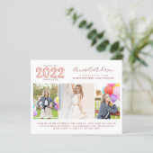 2022 Roze Foto Afstuderen Budget Party Uitnodiging (Staand voorkant)