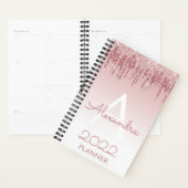 2022 Roze Goud Blush Roze Glitter Glans Monogram Planner (Display)