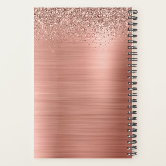 2022 Roze Goud Blush Roze Glitter Monogram Planner (Achterkant)