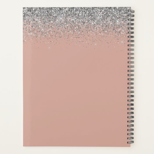 2022 Roze Goud Blush Roze Zilver Glitter Monogram Planner (Achterkant)