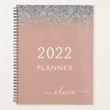2022 Roze Goud Blush Roze Zilver Glitter Monogram