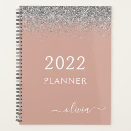2022 Roze Goud Blush Roze Zilver Glitter Monogram Planner
