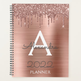 2022 Roze Goud Roze Glitter Glans Monogram Planner