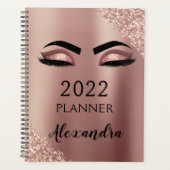 2022 Roze Goud Roze Monogram Glitter Wimpers Planner (Voorkant)