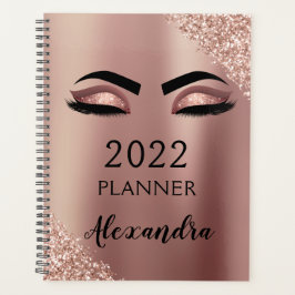 2022 Roze Goud Roze Monogram Glitter Wimpers Planner