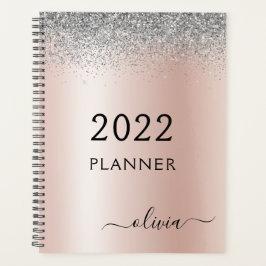 2022 Roze Goud Roze Zilver Glitter Monogram Planner