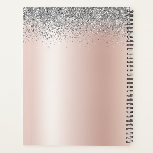 2022 Roze Goud Roze Zilver Glitters Monogram Planner (Achterkant)