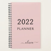 2022 Roze Roze Meisjesachtig Script Monogram Naam  Planner (Voorkant)