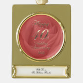2022 Ruby Wedding 40th Jubileum Gold Plated Ban Verguld Banner Ornament (Voorkant)